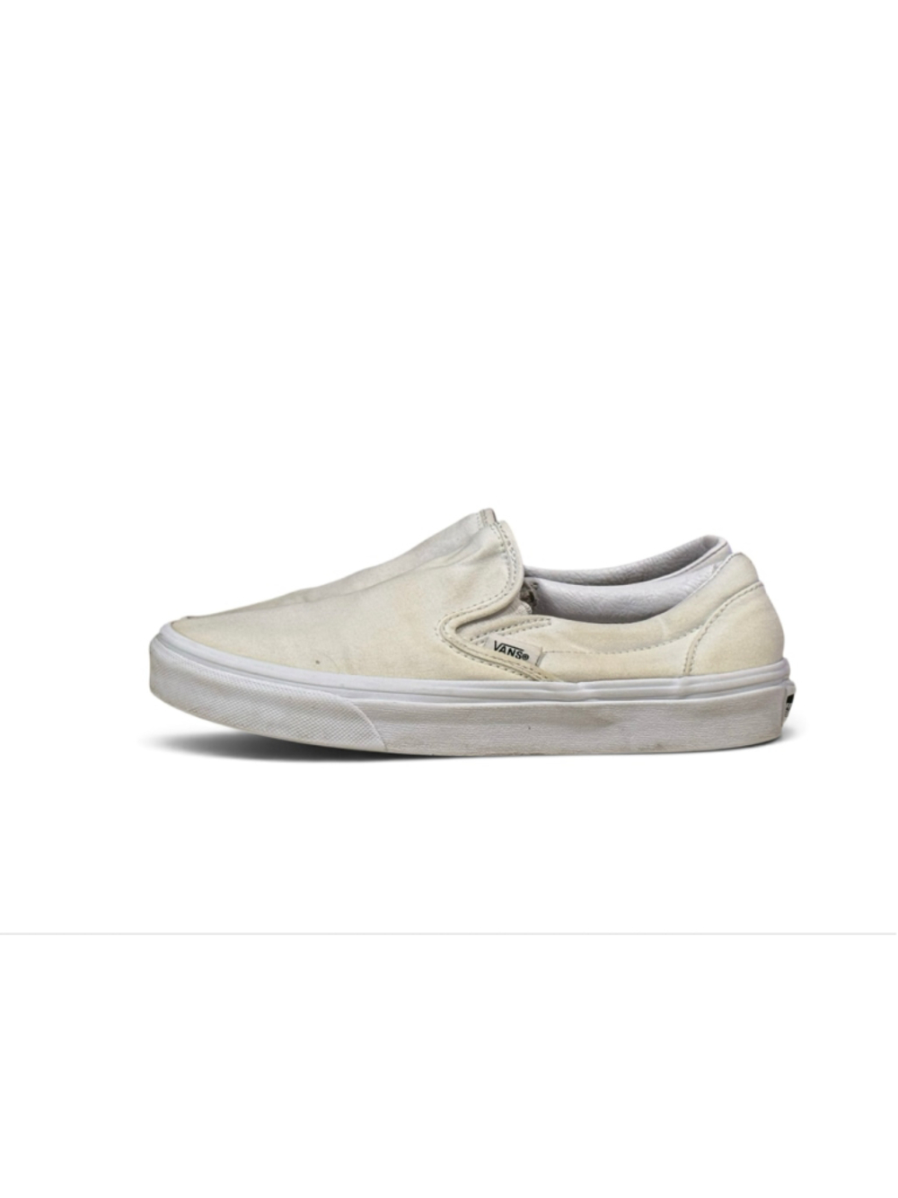 Vans Classic Slip-On Shoes Womens 7 Mens 5.5 White Canvas Low Top Sneakers - Picture 7 of 8